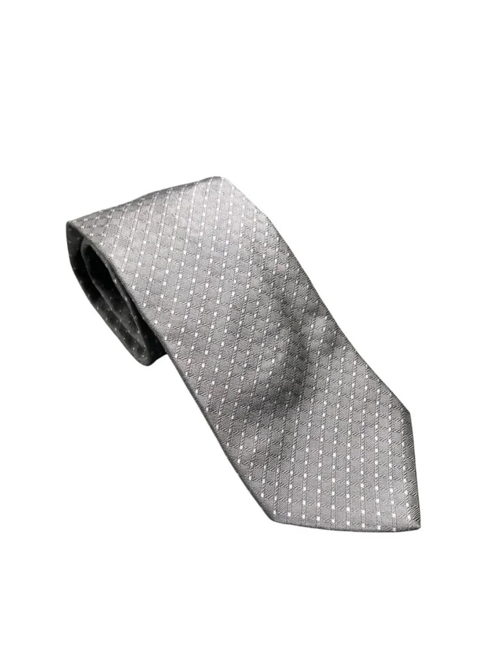 Brooks Brothers Makers Silver Geometric Silk Tie Made in USA Classic 3.75